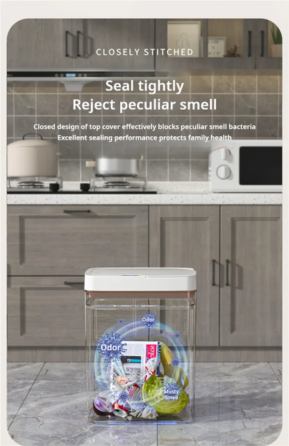 15L Smart Automatic Bathroom Trash Can — Touchless Electronic Sensor Bin with Self-Bagging, White Narrow Garbage Bin for Smart Home
