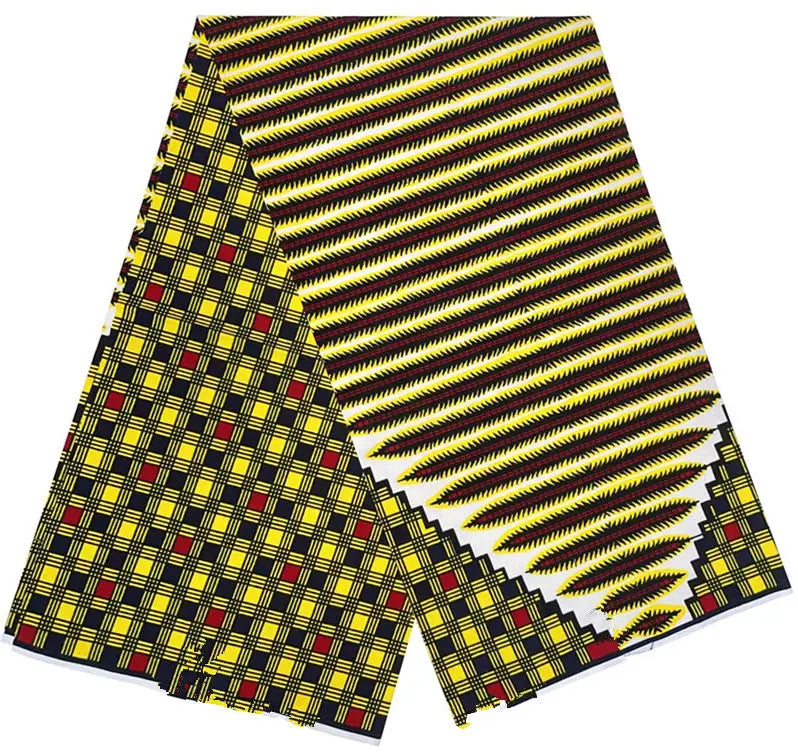 Cotton Batik Ankara Fabric - 100% African Wax Print Bronzing Golden Fabric 6 Yards for Dresses & Crafts