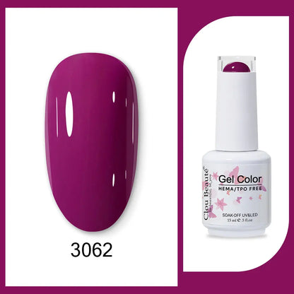 Clou Beaute 15ml Gel Nail Polish Set – Red Black White Green Neon UV Soak-Off Semi-Permanent Nail Varnish Base & Velvet Top Coat