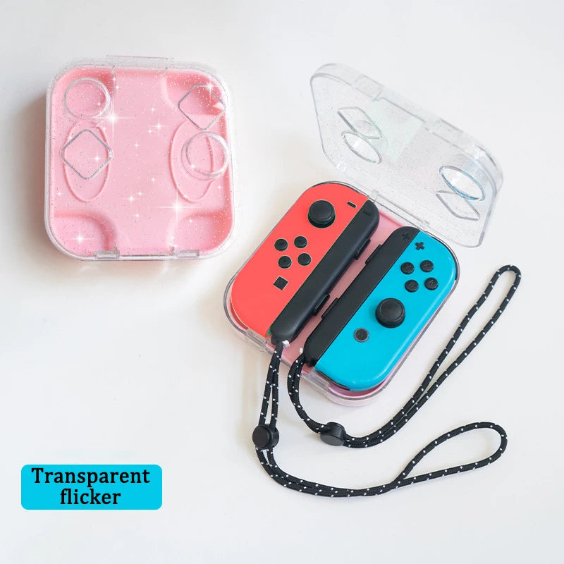 Nintendo Switch Joy-Con Mini Storage Case – Transparent PC Box with Wristband & Silicone Cover for Zelda OLED