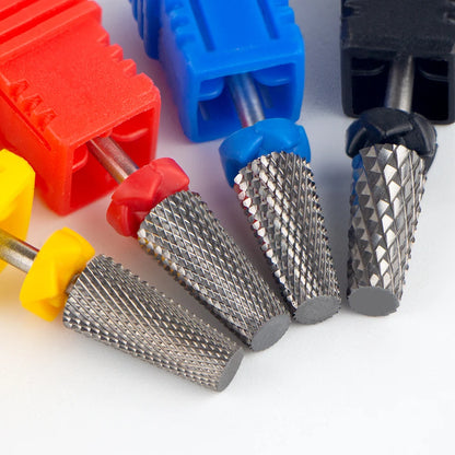 5-in-1 Nail Drill Bits - Tungsten Steel Cross Teeth Manicure File, Acrylic & Hard Gel Nail Polish Remover Drill Bit