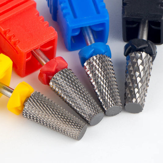 5-in-1 Nail Drill Bits - Tungsten Steel Cross Teeth Manicure File, Acrylic & Hard Gel Nail Polish Remover Drill Bit