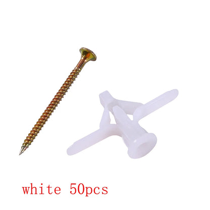 50/100Pcs Self-Drilling Drywall Anchor Kit with Screws – Nylon Expansion Anchors for Gypsum Board & Wall Mounting