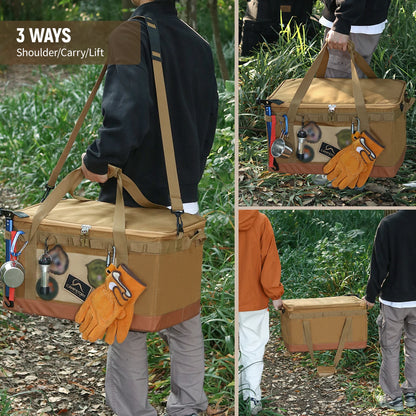60L Large Camping Storage Bag – Collapsible Cooking Trunk Organizer, Waterproof Oxford Fabric