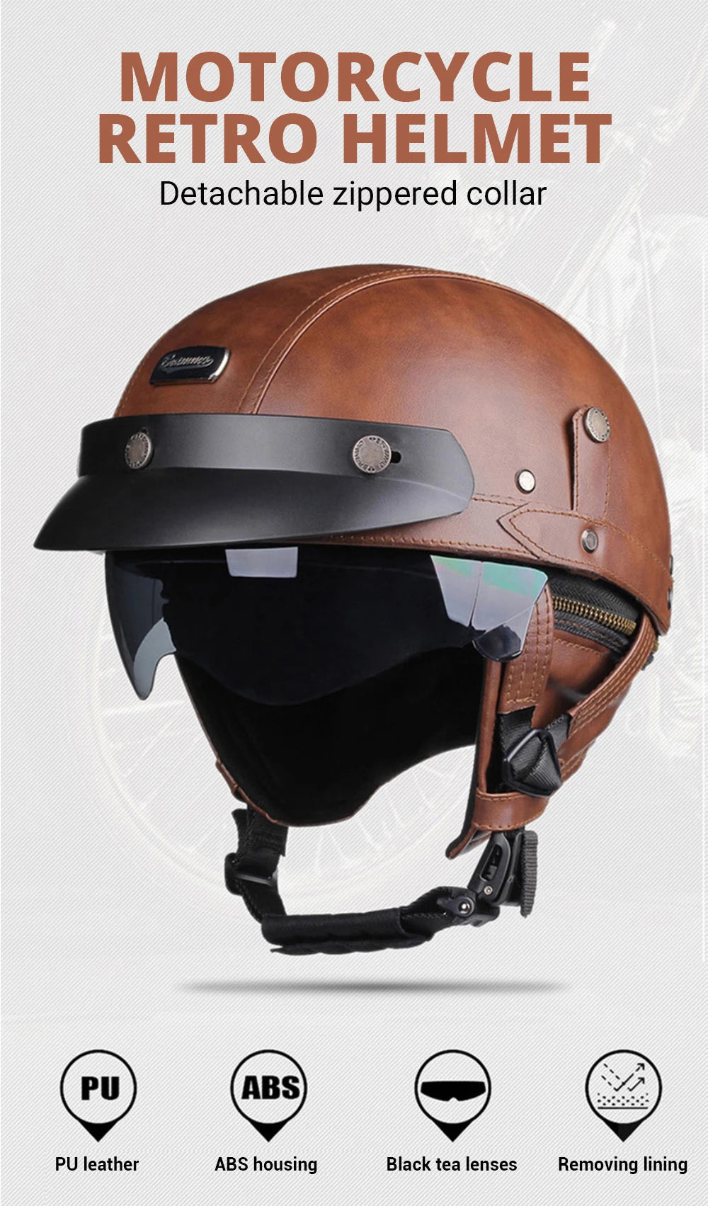 Retro Motorcycle Helmet – DOT Certified German Vintage Half Helmet for Scooter & Motorbike