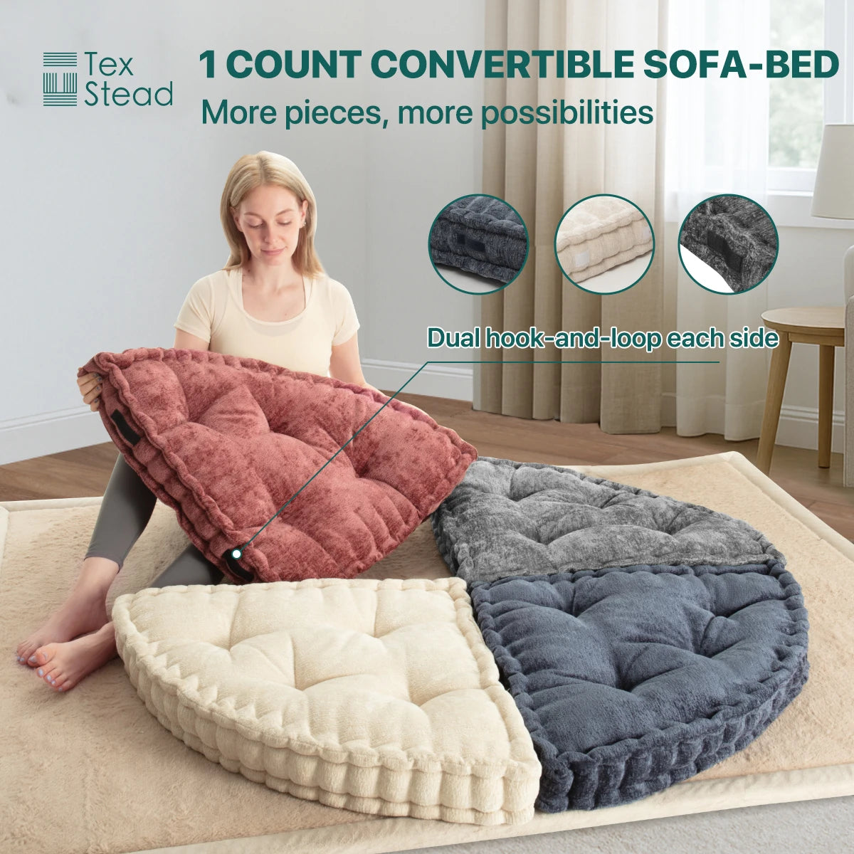 Triangular Reading Cushion - Removable Adjustable Floor Pillow & Portable Chair Support