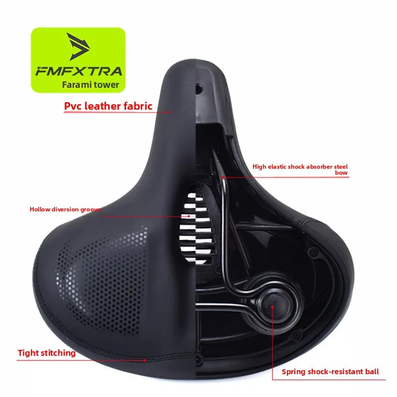 Oversized Comfort Bike Saddle - Extra Soft Padded Bicycle Seat for Men & Women, Large Mountain Bike Cushion