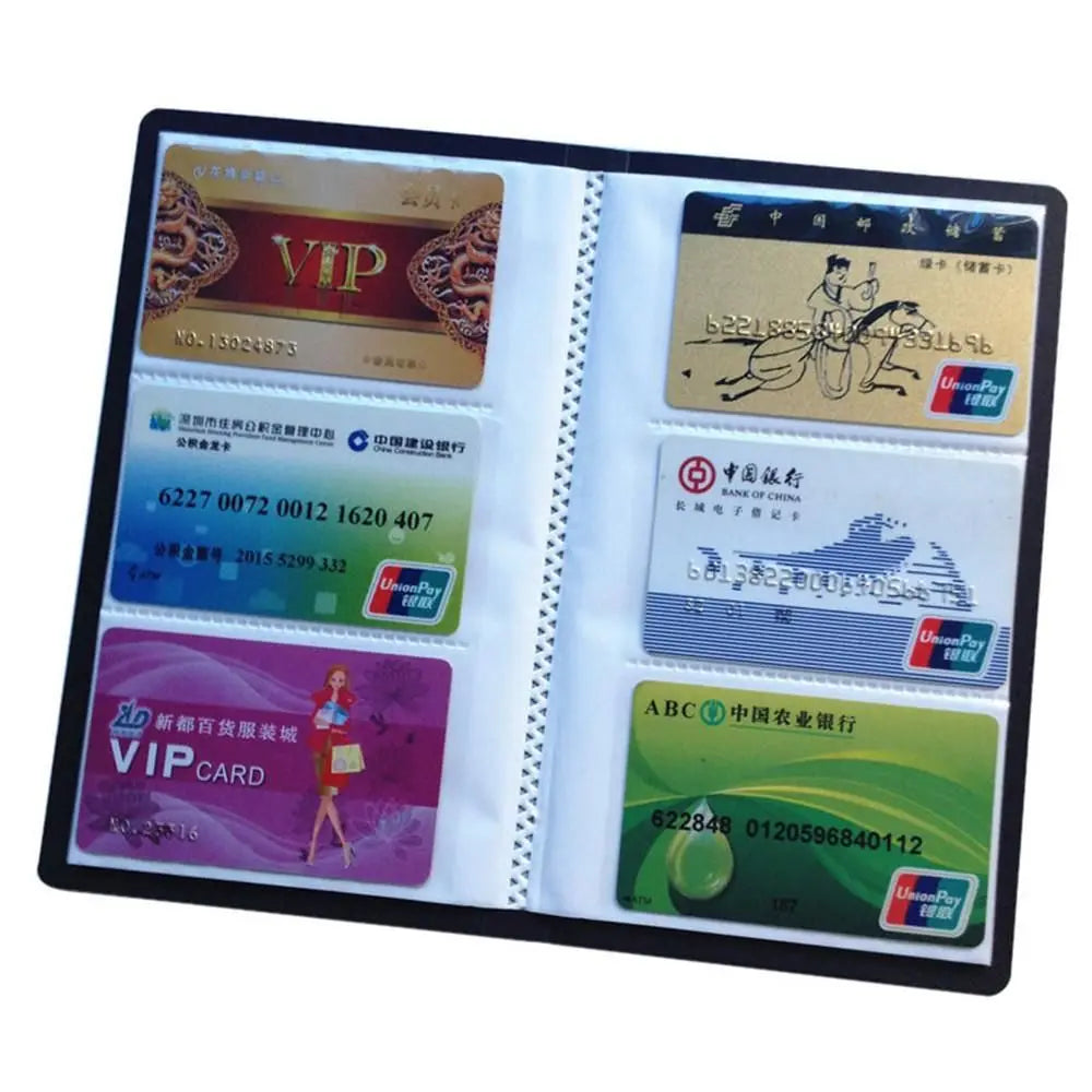 Leather ID & Credit Card Holder Book – 40/120/180/240/300 Card Organizer Album Case