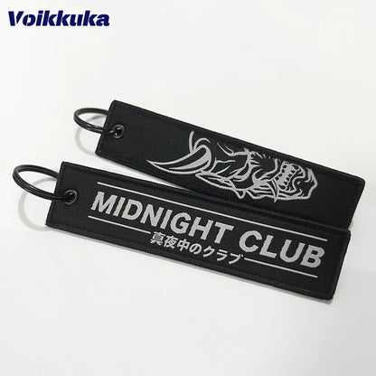 Midnight Club Oni Mask Keychain Set — 1/2/3pcs Embroidered Double-Sided Funny Tag for Motorcycle Accessories