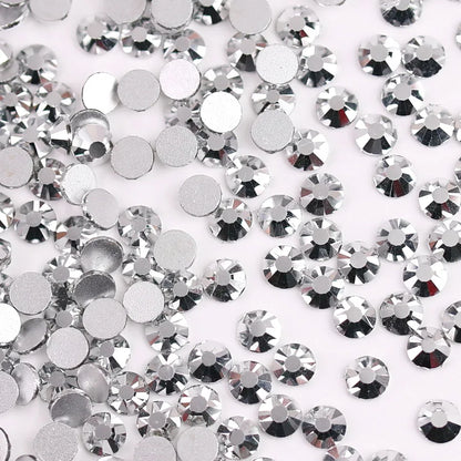 Glass Crystal Flatback Rhinestones Set SS6–SS30 – Non-Hotfix Round Glue-On Gems for Nail Art, DIY Crafts & Jewelry Decoration