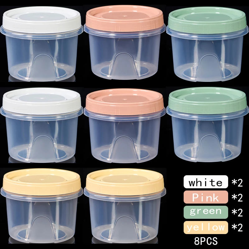 8Pcs 500ml Food Storage Containers - Round Sealed Fresh Keeping Boxes for Refrigerator, Fruits, Snacks & Microwave Heating