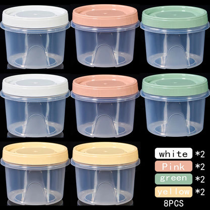 8Pcs 500ml Food Storage Containers - Round Sealed Fresh Keeping Boxes for Refrigerator, Fruits, Snacks & Microwave Heating