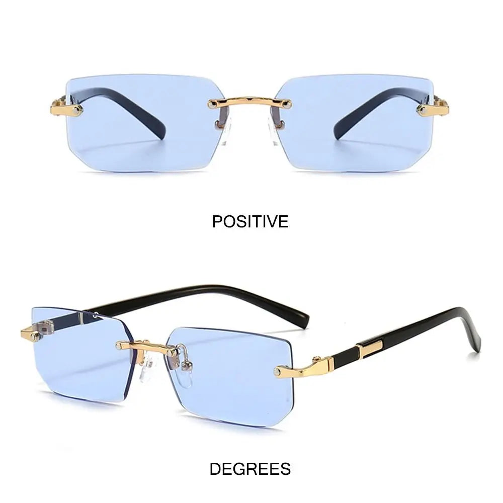 Rimless Rectangle Sunglasses – Fashion Small Square Shades for Men & Women, Summer Travel Eyewear