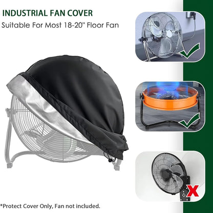 Heavy Duty Industrial Drum Fan Cover for 18-20 Inch & 24 Inch High Velocity Floor Fans – Dustproof Outdoor Protective Cover