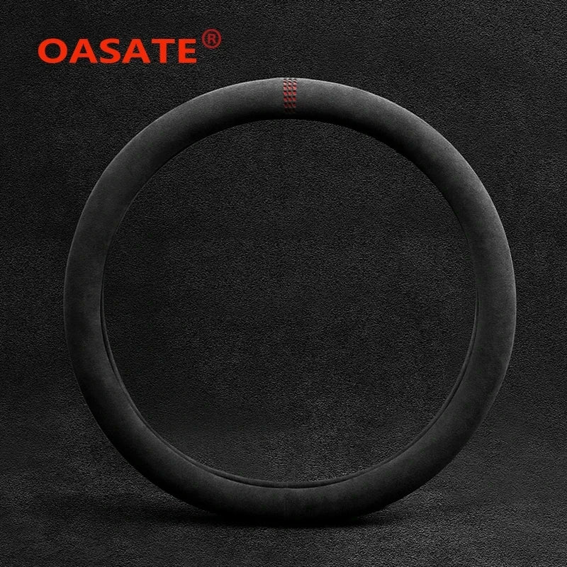 All-Season Suede Steering Wheel Cover — Ultra-Thin, Non-Slip, Breathable Fit for Round & D-Shaped Wheels