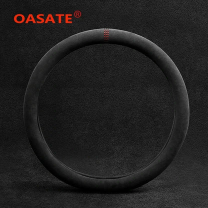 All-Season Suede Steering Wheel Cover — Ultra-Thin, Non-Slip, Breathable Fit for Round & D-Shaped Wheels