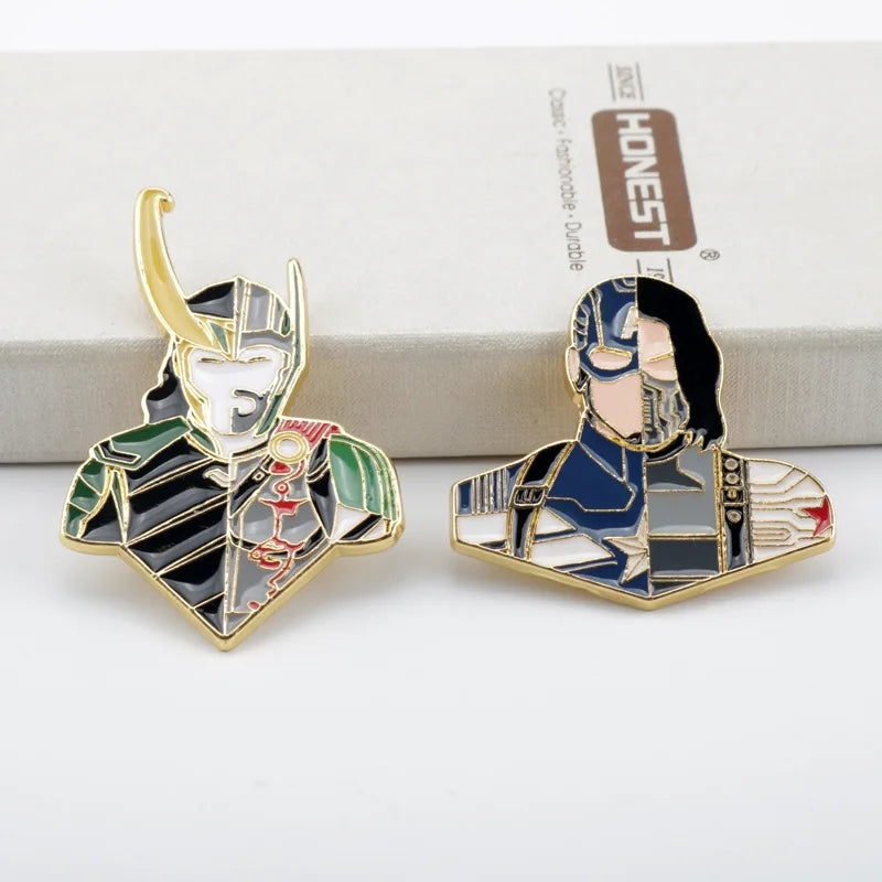 2-Piece American Hero Enamel Pin Set - Metal Lapel Badges for Cosplay & Gifts