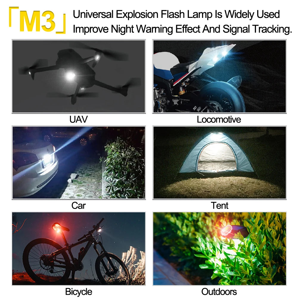 Donwof M3 Car & Motorcycle Strobe Light – Waterproof LED Anti-Collision Warning with Remote