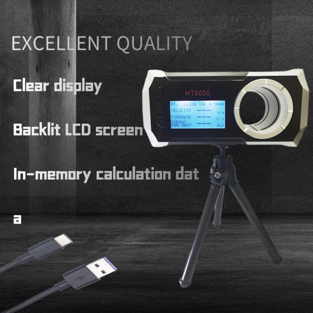 LCD Screen Bullet Firing Speed Chronograph HT6000 – Shooting Velometer for Air Gun, Paintball Gun, and Smart Speed Tester with APP