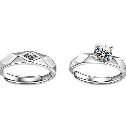 New Silver Couple Rings - Sun & Moon Adjustable Open Ring for Men & Women, Wedding & Fashion Jewelry Gift