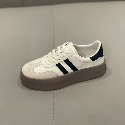 2024 Women's Sports Shoes - Thick Sole Casual Board Shoes with Soft Cowhide & Training Increase