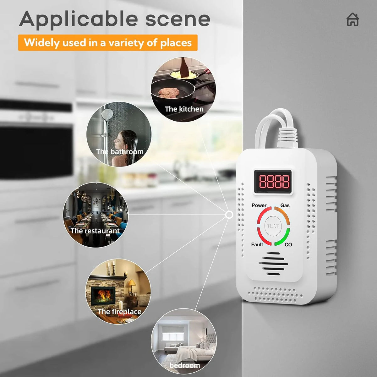 2-in-1 Natural Gas & Carbon Monoxide Detector - LPG, Methane & CO Leak Monitor for Kitchen Safety