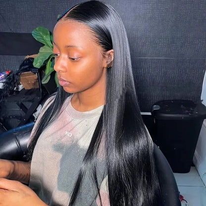 38 Inch 210% Density Bone Straight Lace Front Wig – HD Transparent 13x6 Brazilian Human Hair Wig for Women