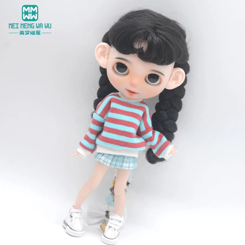 Blythe Doll Accessories Set – Fashion Sweatshirt, Shoe Covers & Sneakers for Blythe & Azone Dolls, Christmas Gift