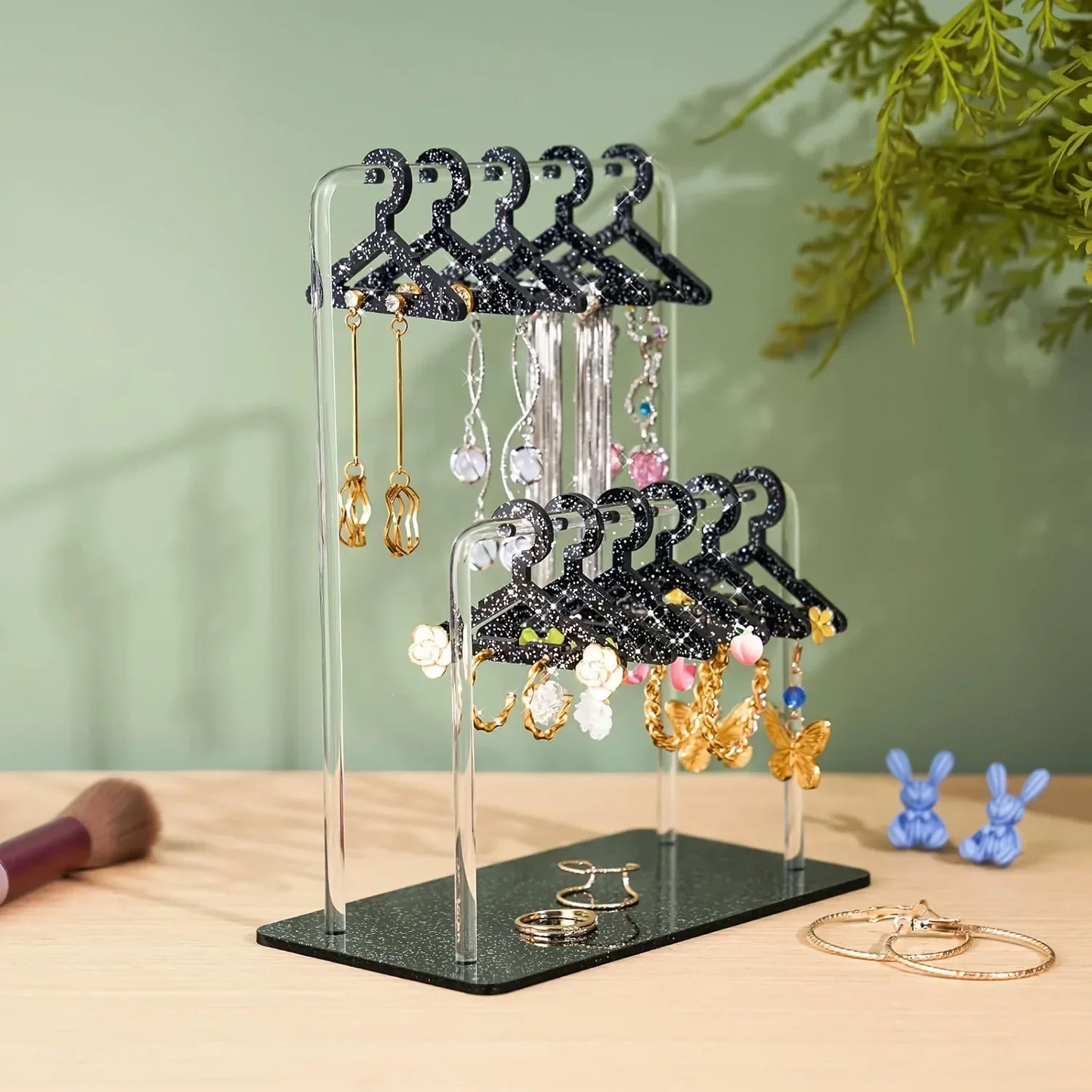 16pcs Hanger-Shaped Jewelry Holders – Personalized Earring Display Racks & Organizer Stands