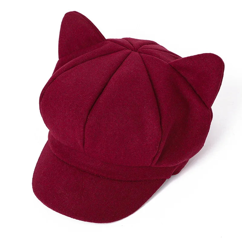 Autumn Winter Wool Newsboy Cap – Solid Octagonal Beret Hat for Women & Men, Casual Painter Style