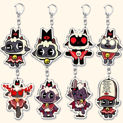 Funny Dark Video Game Sheep Keychain – Cute Lamb & Goat Bag Accessory Gamer Gift