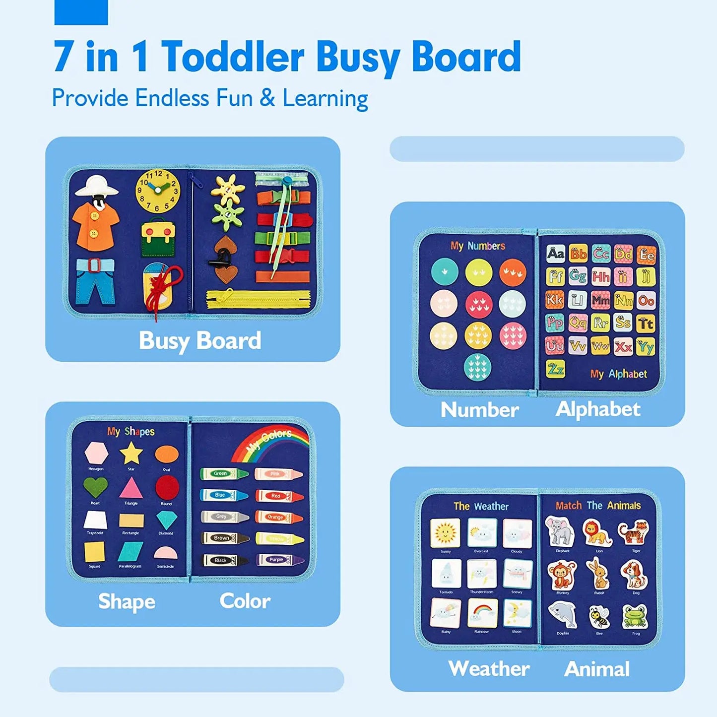Montessori Toddler Busy Board – Educational Travel Toy for Motor Skills & Baby Learning, Perfect Christmas Gift