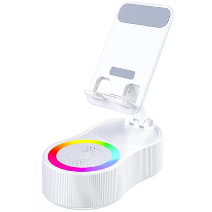 360° Rotatable Phone Stand with Bluetooth Speaker - RGB Light & Height-Adjustable Cell Phone Holder