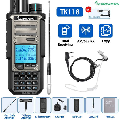 Quansheng TK11-8 10W Walkie Talkie - Dual-Receive CB Radio with 27MHz, CW/LSB, LW/MW/SW, NOAA, and USB-C Charging for UV-K5-8 and TK-11-5