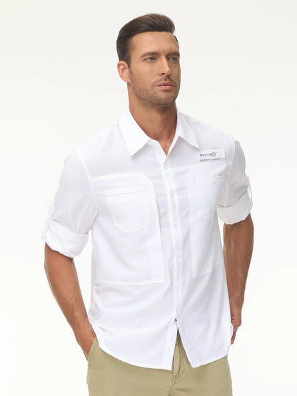 Men's UPF 50+ Fishing Shirt – Lightweight Long Sleeve Sun Protection Shirt with Breathable Mesh Back