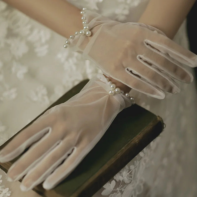 Transparent Mesh Tulle Gloves - Sheer Short Party, Wedding & Lolita Gloves