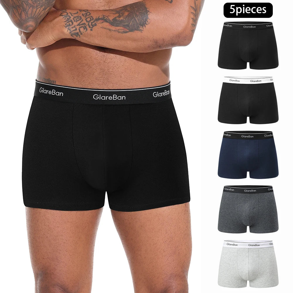 5-Pack Men’s Cotton Boxer Briefs – Soft Breathable Underwear Shorts for Men, Comfortable Luxury Stretch Boxer Shorts Set