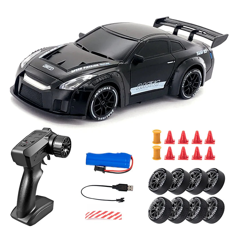 1:24 RC Drift Car - 20KM/H 4WD High Speed Remote Control Car with LED Lights & Extra Tires