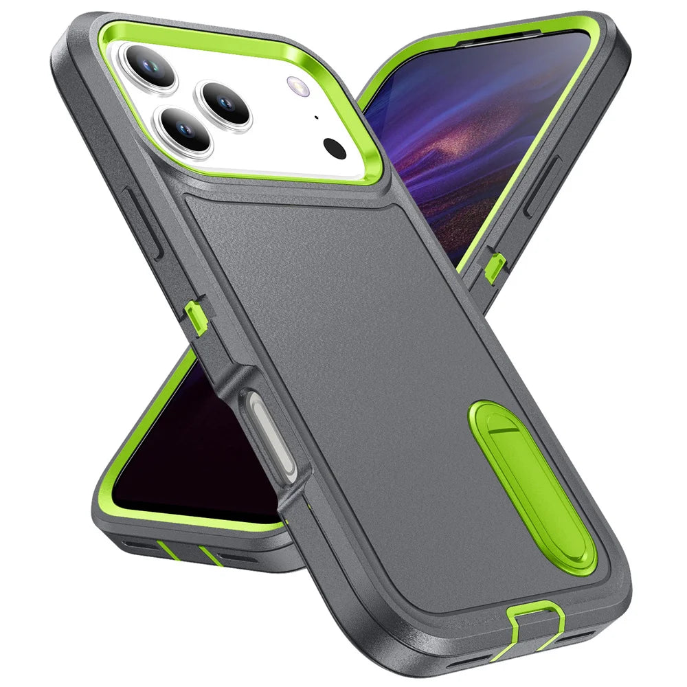 Heavy Duty Armor Phone Case for iPhone – Shockproof Stand Cover with Kickstand for iPhone 11 to 17 Series