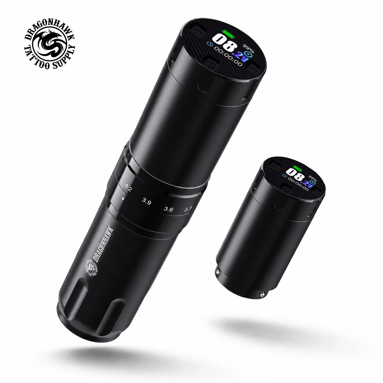 Dragonhawk Fold3 Tattoo Pen Machine - LED Digital Display Wireless 2200mAh Battery for Lining & Shading