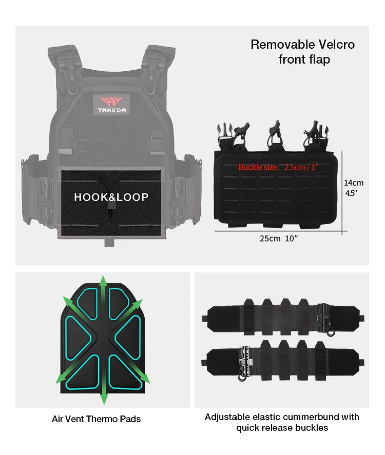 YAKEDA ATFG MOX CAMO Tactical Plate Carrier – Lightweight, Quick Release, 1000D Nylon MOLLE Vest for Combat & Hunting