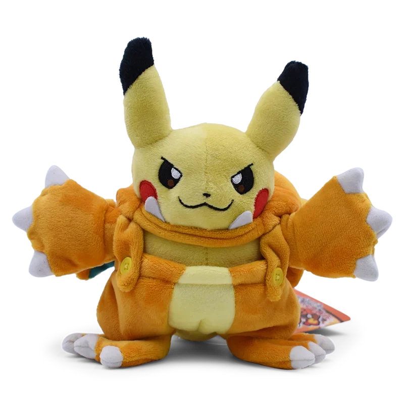 Eevee Pikachu Cosplay Plush Toy - Cute Charizard & Lucario Cartoon Stuffed Animal Doll Gift