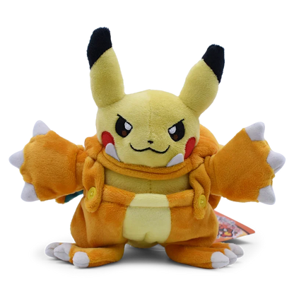 Eevee Pikachu Cosplay Plush Toy - Cute Charizard & Lucario Cartoon Stuffed Animal Doll Gift
