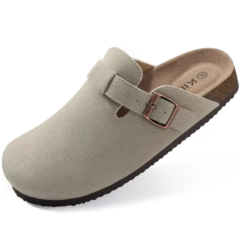 Fashion Men's Mules with Arch Support - Unisex Classic Beach Birkenstock Suede Sandals | Retro Cork Clogs