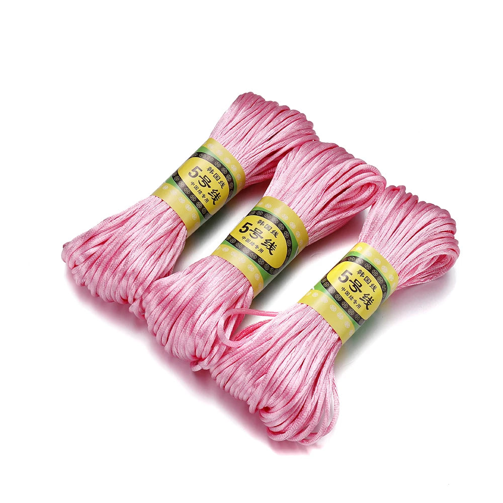 20m/Lot Chinese Knotting Silk Macrame Cord – 1.5mm & 2mm Nylon Black Satin Beading & Shamballa Thread