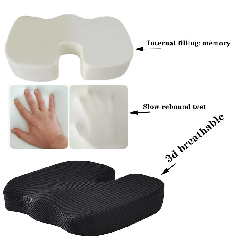 Memory Foam Seat Cushion – Office Chair & Home Use, Ergonomic Pillow for Back Pain Relief