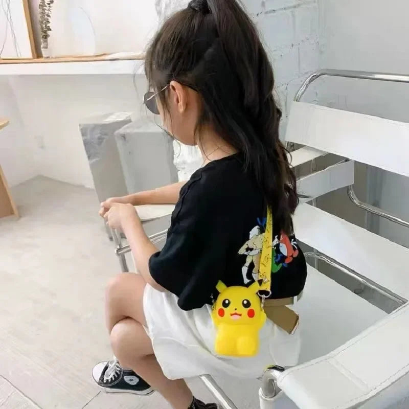 Cute Pikachu Silicone Purse – Pokémon Anime Shoulder Bag for Kids, Small Storage Princess Messenger Gift