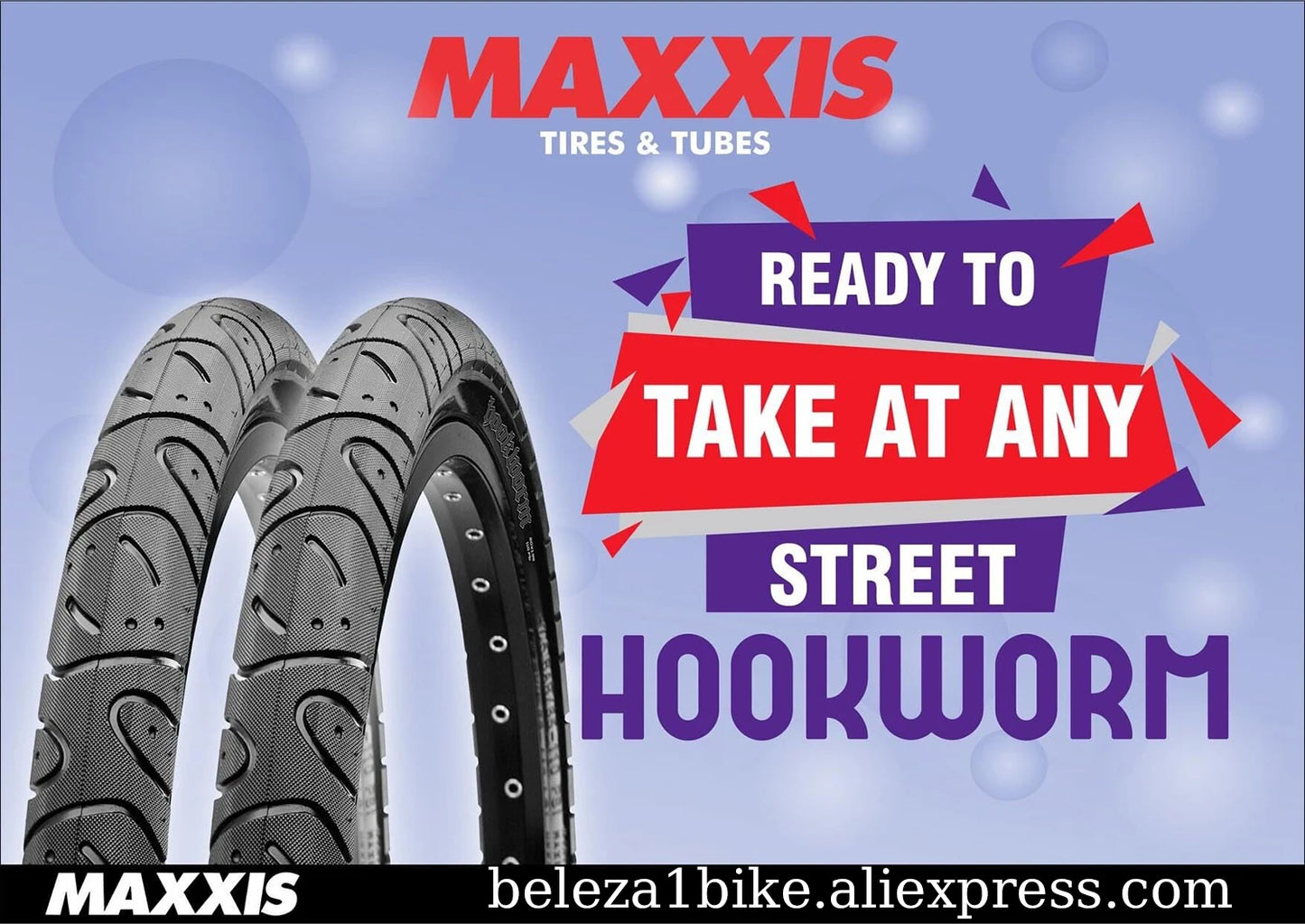 MAXXIS Hookworm BMX Bike Tire – 26x2.5 Wire Bead Clincher for Street, Park & Flatland, Multiple Sizes