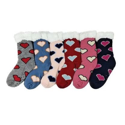Fuzzy Plush Winter Socks - Warm Non-Slip Snowflake Slipper Socks for Women, Home & Sleeping