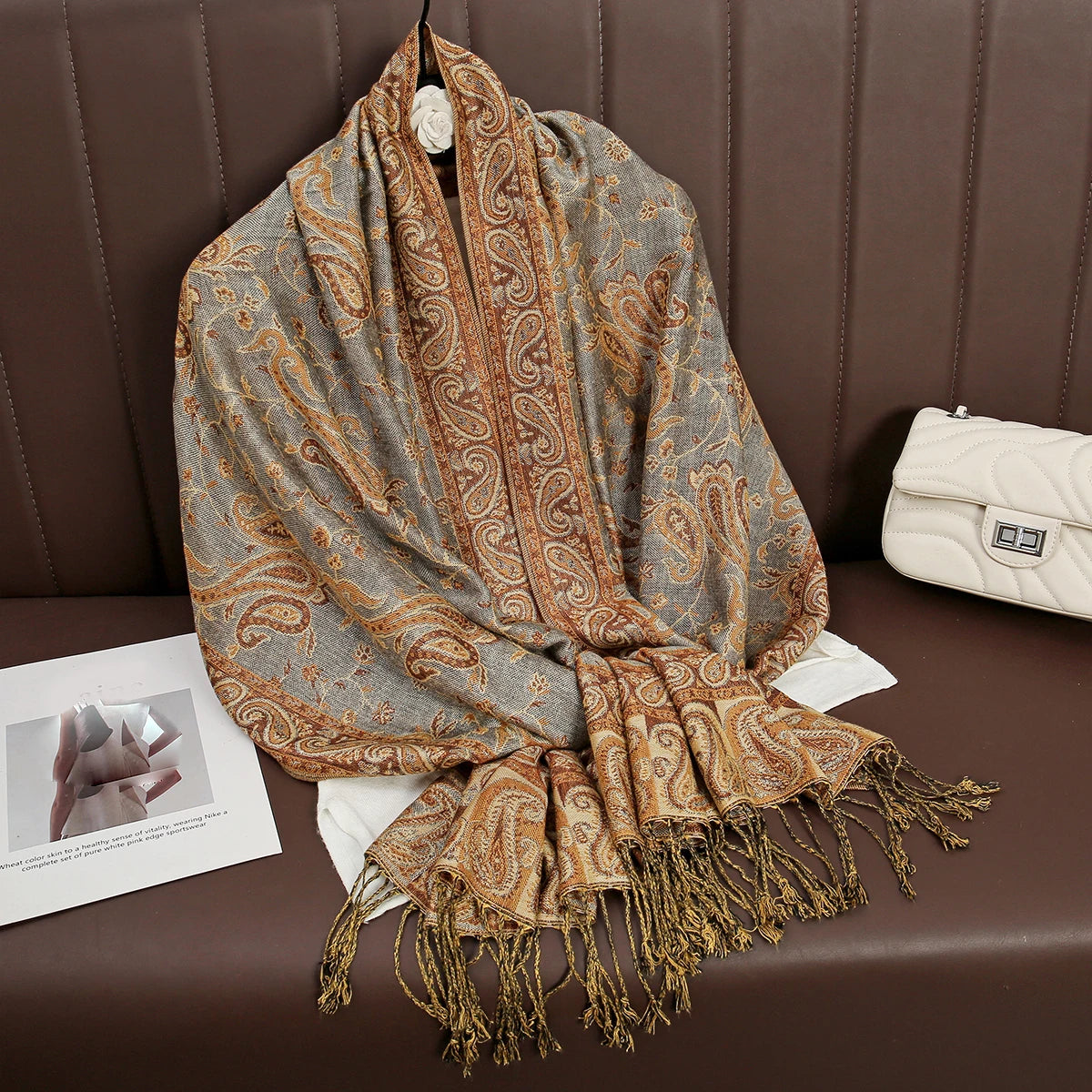 Luxury Autumn Cashmere Pashmina Shawl – Warm Winter Scarves for Women, Printed Cotton Foulard Stole Scarf 2023